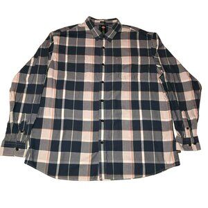 BLUE GRAY PLAID SHIRT SZ XL BUTTON FRONT CASUAL DICKIES RELAXED LONG SLEEVE MENS